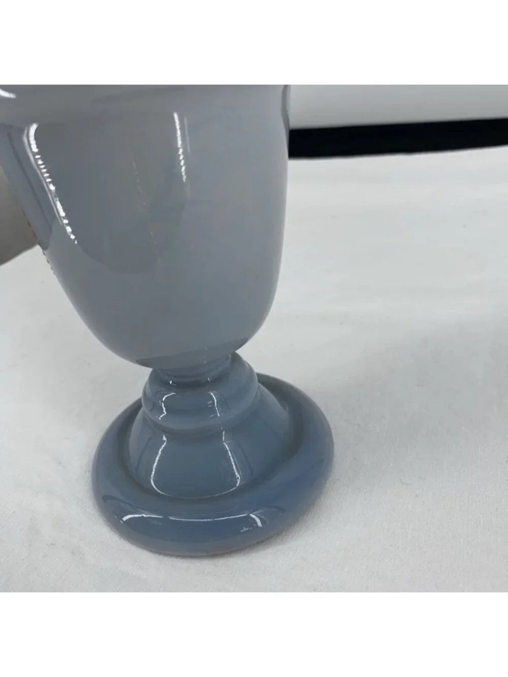 Antique Bristol Vase Victorian Blown Blue Glass Bird Floral Ruffle 7.5" - Picture 8 of 9